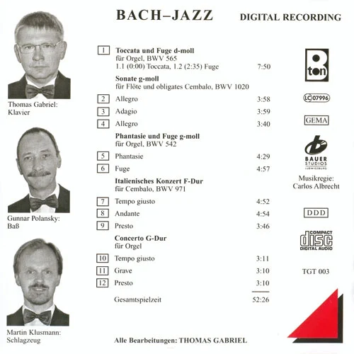 Backcover der zweiten CD des Trios