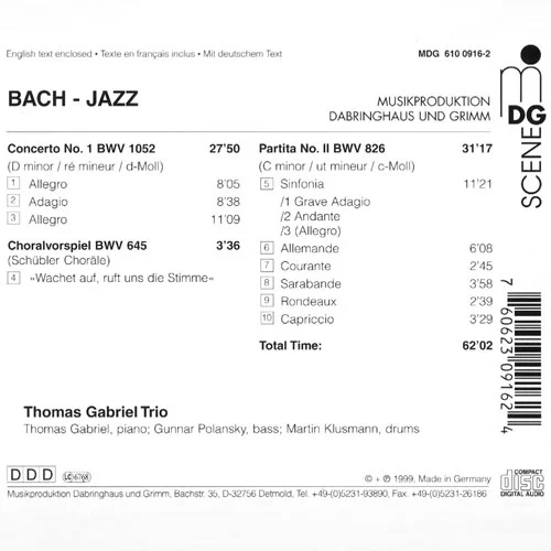Backcover der zweiten CD des Trios